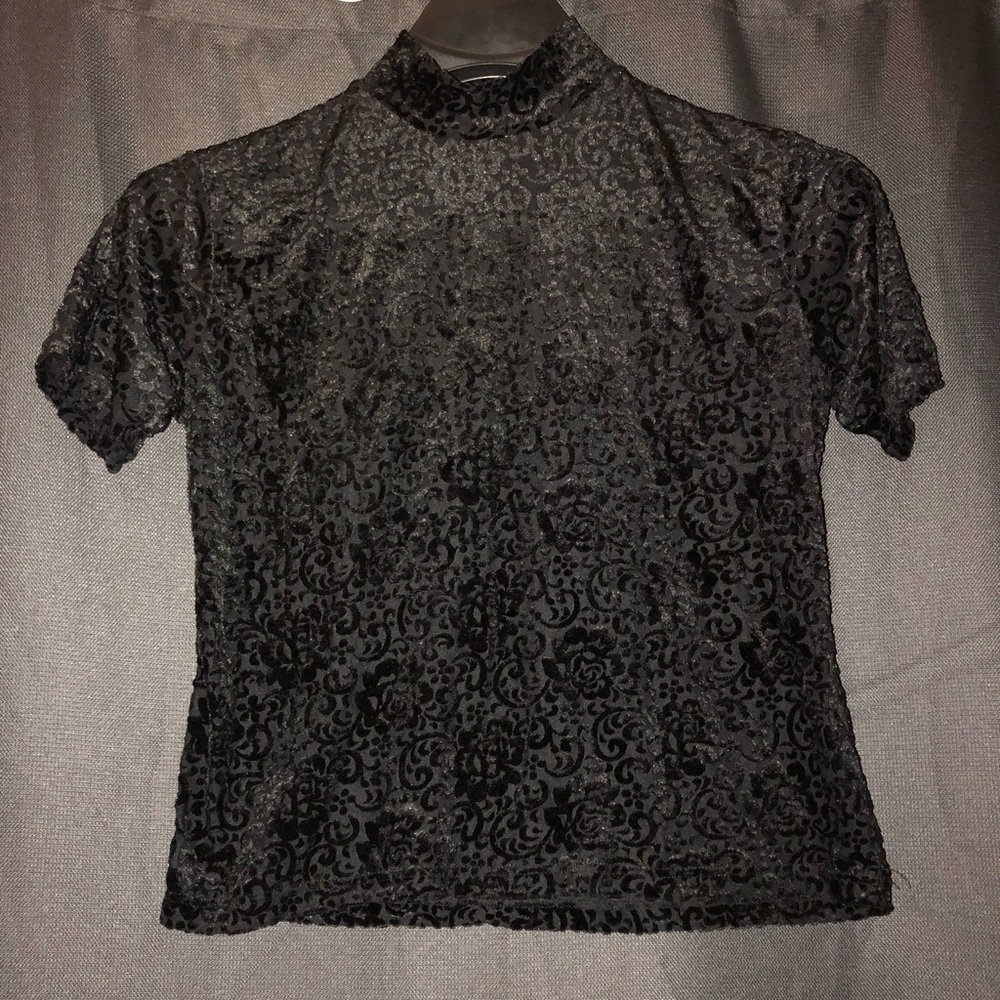 vintage velvet sheer blouse shirt top